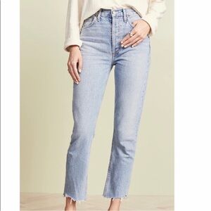 Agolde Pale Blue High-Rise Straight-Leg Jeans